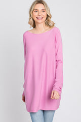 Pink Soft Knit Boatneck Dolman Sleeve Sweater