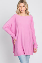 Pink Soft Knit Boatneck Dolman Sleeve Sweater