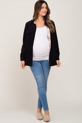 Black Reversible Maternity Shirt Jacket