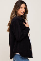 Black Reversible Maternity Shirt Jacket