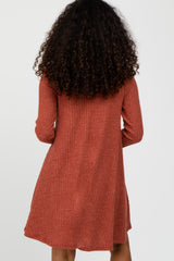 Rust Brushed Mock Neck Dress