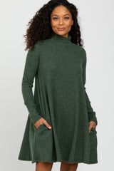 Olive Brushed Mock Neck Dress