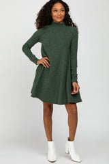 Olive Brushed Mock Neck Dress