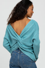 Blue Knot Back Sweater