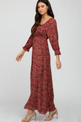 Burgundy Floral Maxi Dress