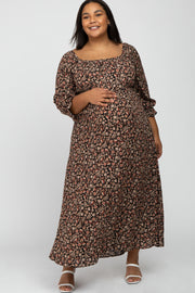 Black Floral Maternity Plus Maxi Dress