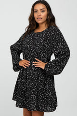 Black Printed Tiered Maternity Dress