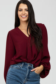 Burgundy V Neck Blouse