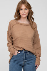 Camel Exposed Seam Long Sleeve Top