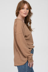 Camel Exposed Seam Long Sleeve Top