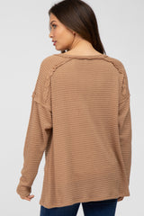 Camel Exposed Seam Maternity Long Sleeve Top