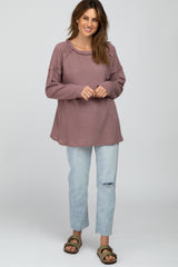 Mauve Exposed Seam Long Sleeve Top