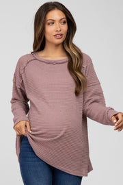 Mauve Exposed Seam Maternity Long Sleeve Top