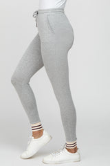 Heather Grey Striped Cuff Sweatpants