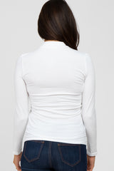 White Fitted Mock Neck Long Sleeve Top