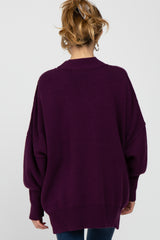 Plum Mock Neck Exposed Seam Maternity Sweater