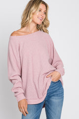 Pink Brushed Ribbed Long Sleeve Top