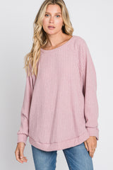 Pink Brushed Ribbed Long Sleeve Top