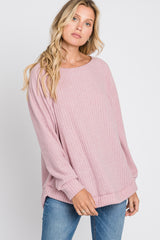 Pink Brushed Ribbed Long Sleeve Top