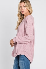 Pink Brushed Ribbed Long Sleeve Top