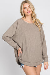 Mocha Brushed Ribbed Long Sleeve Top