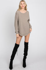 Mocha Brushed Ribbed Long Sleeve Top