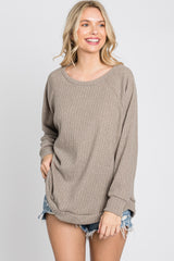 Mocha Brushed Ribbed Long Sleeve Top