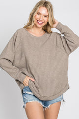 Mocha Brushed Ribbed Long Sleeve Top