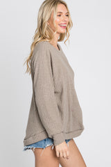 Mocha Brushed Ribbed Long Sleeve Top