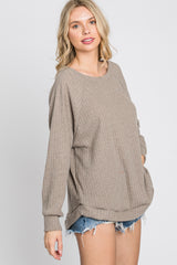 Mocha Brushed Ribbed Long Sleeve Top