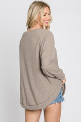 Mocha Brushed Ribbed Long Sleeve Top