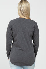 Charcoal Heathered Long Dolman Sleeve Maternity Top