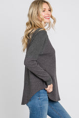 Charcoal Heathered Long Dolman Sleeve Top