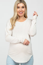 Ivory Heathered Long Dolman Sleeve Maternity Top