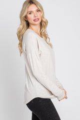 Ivory Heathered Long Dolman Sleeve Top