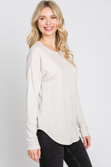 Ivory Heathered Long Dolman Sleeve Top