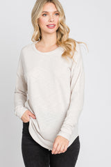 Ivory Heathered Long Dolman Sleeve Top