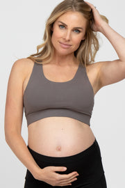 Grey Mesh Racerback Maternity Sports Bra