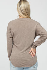 Light Mocha Heathered Long Dolman Sleeve Maternity Top