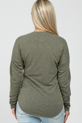 Olive Heathered Long Dolman Sleeve Maternity Top