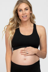 Black Mesh Racerback Maternity Sports Bra