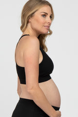 Black Mesh Racerback Maternity Sports Bra