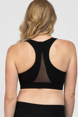 Black Mesh Racerback Maternity Sports Bra