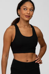 Black Mesh Racerback Maternity Sports Bra