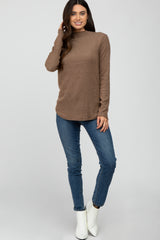 Mocha Soft Ribbed Long Sleeve Top