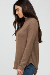 Mocha Soft Ribbed Long Sleeve Top