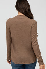 Mocha Soft Ribbed Long Sleeve Top