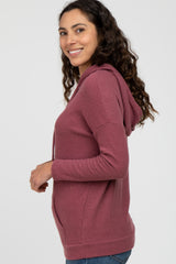 Mauve Ribbed Hooded Top