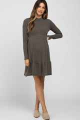 Mocha Ruffle Tiered Maternity Dress