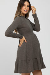 Mocha Ruffle Tiered Maternity Dress